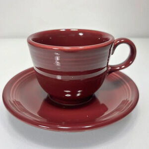 Fiesta‎ Homer Laughlin Vintage Cinnabar Brown Red Teacup Coffe Mug Saucer Set